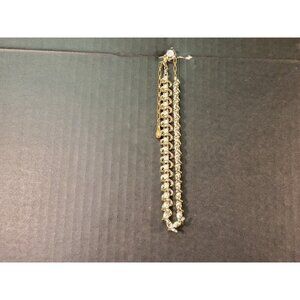 12" Choker Silver Color w Rhinestone Chain Style Choker w Hook Clasp Vintage ADJ